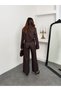 Women's Short Jacket High Waist Wide Leg Pants Set with Pocket Detail Stylish Set - 5