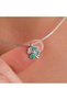 316L Silver Color Green Zircon Stone Lucky Clover Figured Tarnish Resistant Steel Necklace