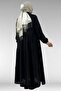 62008 Plus Size Half Placket Notched Collar Dress - Black - 6