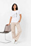 Minimal Printed T-Shirt with Dog Figure Short Sleeve Summer T-Shirt - White - 2