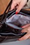 Women's Bitter Brown Shiny Textured Knot Detailed Wide Inner Volume Adjustable Cross Strap Shoulder Bag - 4