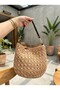 Women's Beige Handmade Raffia Knitted Bag - Boutique Handbag with Inner Pocket