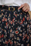 Black Elastic Waist Patterned Chiffon Skirt - 4