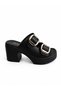 Ri̇xos; Black, 9 cm Platform Heeled Women's Slippers with Buckle Detail - 2