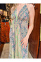 Green Color Halter Neck Open Back Silk Dress - 2