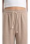 Beige Women's Muslin Palazzo Pants Wide Leg High Waist - 4