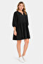 Women's Plus Size Black, Three Quarter Sleeves, Elasticated Cuff, Short Dress 65N39490 - 8