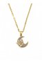 Women's Gold Color Steel Chain Blue Moonstone Look Crescent Butterfly Necklace Gift