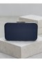 Navy Blue Color Z.A.R.A. Satin Crystal Stone Embroidered Chain Women's Evening Dress Bag Wedding Engagement Graduation - 4