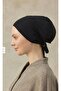 Seamless Front Black Stretchy Cotton XL Hijab Cap - 2