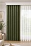 1/3 Regular Pleated Background Curtain Khaki 100X250 cm (260/270 Length Options) Single Panel Soft Fabric Modern Decorative Living Room Curtain
