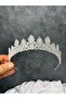Natural Look Zircon Stone Bridal Crown Wedding Hair Accessory Simple Stylish Design - 3