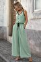 Women's Strappy V-Neck Jumpsuit with Decorative Lacing at the Waist - 3