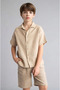 Oversize Polo Collar Muslin Short Sleeve Shirt for Boys W3239A626Sm - 3