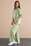 Green Stripe Patterned Shirt and Wide Leg Pants, Girl's 3-Piece Set 24079 - 6