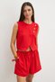 Comfortable Cut Shorts with Red Elastic and Laces - 3
