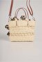 Women's Leopard Patterned Straw Bag with Floral Detail 20X17X7 - 6