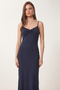 Strappy Gathered Summer Polyamide Dress Lub0332 Dark Blue - 2