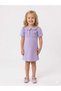Stone-Embellished Bow Dress for Girls in Combed Cotton Fabric