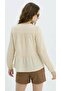 Una Fiaba, Ecru Oversize Women's Muslin Shirt with Elastic Sleeves - 2