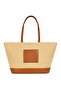 Women's Tan Straw Large Volume Zippered Women's Shoulder Bag - 3