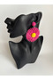 Pink Yellow Flower Straw Earrings (7 cm) - 5