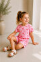 Girl's Fruit Patterned Shorts Set - Summer Cotton T-Shirt and Shorts 2-Piece Comfortable Combination 1-8 Years 100% Cotton - 2