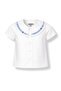 White Summer Baby Boy Shirt with Striped Collar - 2