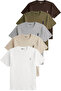 Men's 5-Pack T-Shirt 100% Cotton Single Jersey Comfortable Fit Basic T-Shirt Crew Neck Embroidered T-Shirt