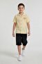 Yellow Back Patterned Short Sleeve Shirt and Jean Shorts Boys' 2-Piece Set 24027 - 4