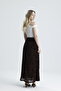 Women's Black Lined Flocked Printed Tulle Skirt - 6