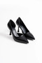 Women's Black Leather Heeled Shoes Fs08Ms45N - 7