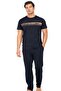 6128 Men's Short Sleeve Crew Neck Pajama Set-Navy Blue