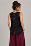 Back Button Detailed Sleeveless Blouse Plain Black - 4