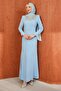 Baby Blue Stoned Fish Model Evening Dress - 3