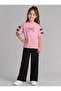 Girls' Summer Clothes: Pink T-Shirt with Ribbon Printed Sleeves - Black Summer Loose Tracksuit Set - 2