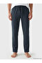 Navy Blue Standard Fit Men's Pajama Bottoms 2-Piece Set