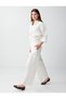 White 100% Linen Wide-Leg Lace-Up High-Waist Trousers - 3