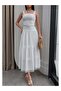 Lace Embroidered Belted Midi Dress - 3