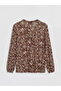 Lcw Grace Brown Tie-Neck Floral Blouse - 6