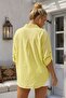 Yellow Shirt Collar 3/4 Sleeve Buttoned Embroidered Casual Cotton Woven Shirt 70 60 - 8