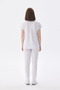 N O V a |   Single Top White Women's Lycra High Collar Half Snap Nurse and Doctor Uniform Scrubs - 3