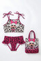 Girl's 3-Piece Swimsuit Set with Bag (Bag+Swimsuit+Bikini) 3-10 Years 12649N