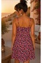 Women Navy Blue-Pink Floral Front Gathered Mini Dress Be398 - 2