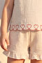 Girl's Top and Bottom Set Summer Ruffle Detailed Heart Embroidered Stone - 4