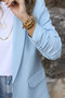 Baby Blue Sleeveless Blazer with Ruffle Detail - 5
