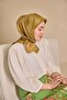 Twill Silk Scarf Minimal Pattern Oil Green 90X90 - 4