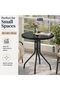 Patio Round Table Opaque Tempered Glass top - Outdoor Table, Outdoor Side Table, Metal Coffee Table for Outdoor Patio, Balcony, Poolside, living room Table - Opaque - 3