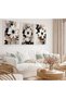 Framed 3-Piece Flower Painting Set Modern Living Room Decoration |   Beige Black Floral Wall Painting
