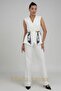 Double Breasted Vest Crepe Suit - Premier Series - Black / White / Latte 36051